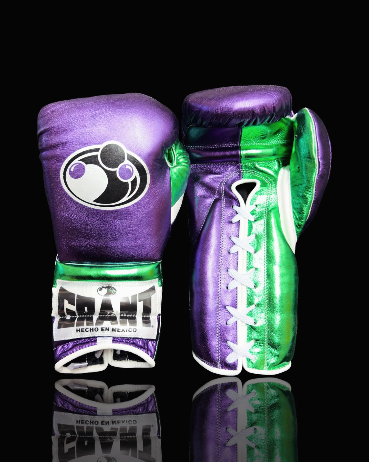 Grant Boxing Gloves Purple/Green/White Leather Training Gloves for Boxing