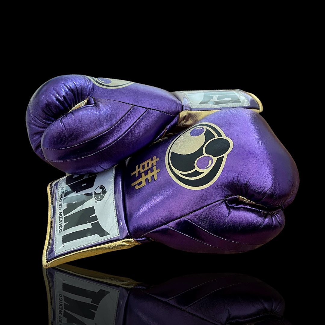 Grant Purple/Gold Boxing Gloves Premium Gym Training Pair Side View