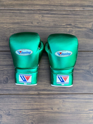 Winning boxing gloves set, Winning GREEN Boxing Gear, Winning Head Guard, Winning Groin Guard,