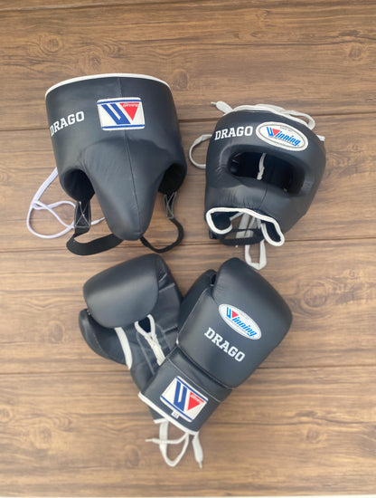 Winning boxing gloves set, Winning BLACK Boxing Gear, Winning Head Guard, Winning Groin Guard, Thanksgiving gift for students, Christmas gift, Birthday gift for Friends, Wedding gift for Men, Gift shop, Halloween gift for Kids