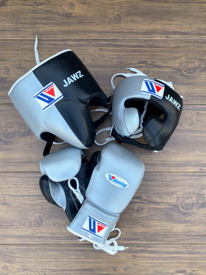 Winning boxing gloves set, Winning GREY Boxing Gear, Winning Head Guard, Winning Groin Guard, Thanksgiving gift for students, Christmas gift, Birthday gift for Friends, Wedding gift for Men, Gift shop, Halloween gift for Kids