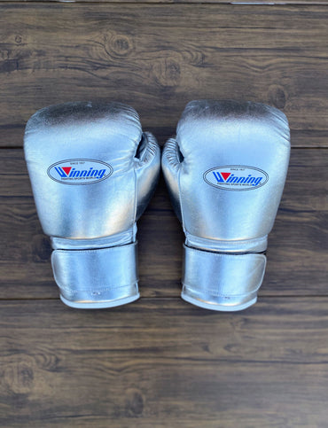 Winning boxing gloves set, Winning SILVER Boxing Gear, Winning Head Guard, Winning Groin Guard,