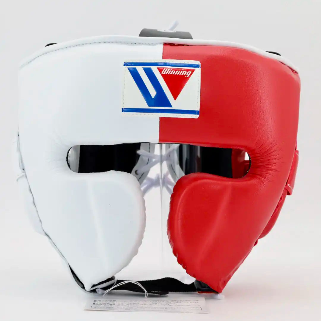 Winning White/Red Boxing Headguard, Elite Soft-Padding Headgear for Sparring
