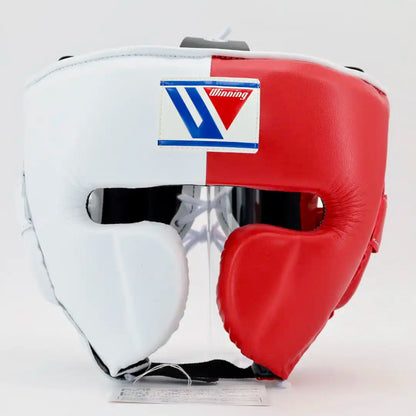 Winning White/Red Boxing Headguard, Elite Soft-Padding Headgear for Sparring