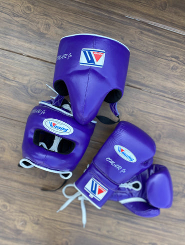 Winning boxing gloves set, Winning PURPLE Boxing Gear, Winning Head Guard, Winning Groin Guard,