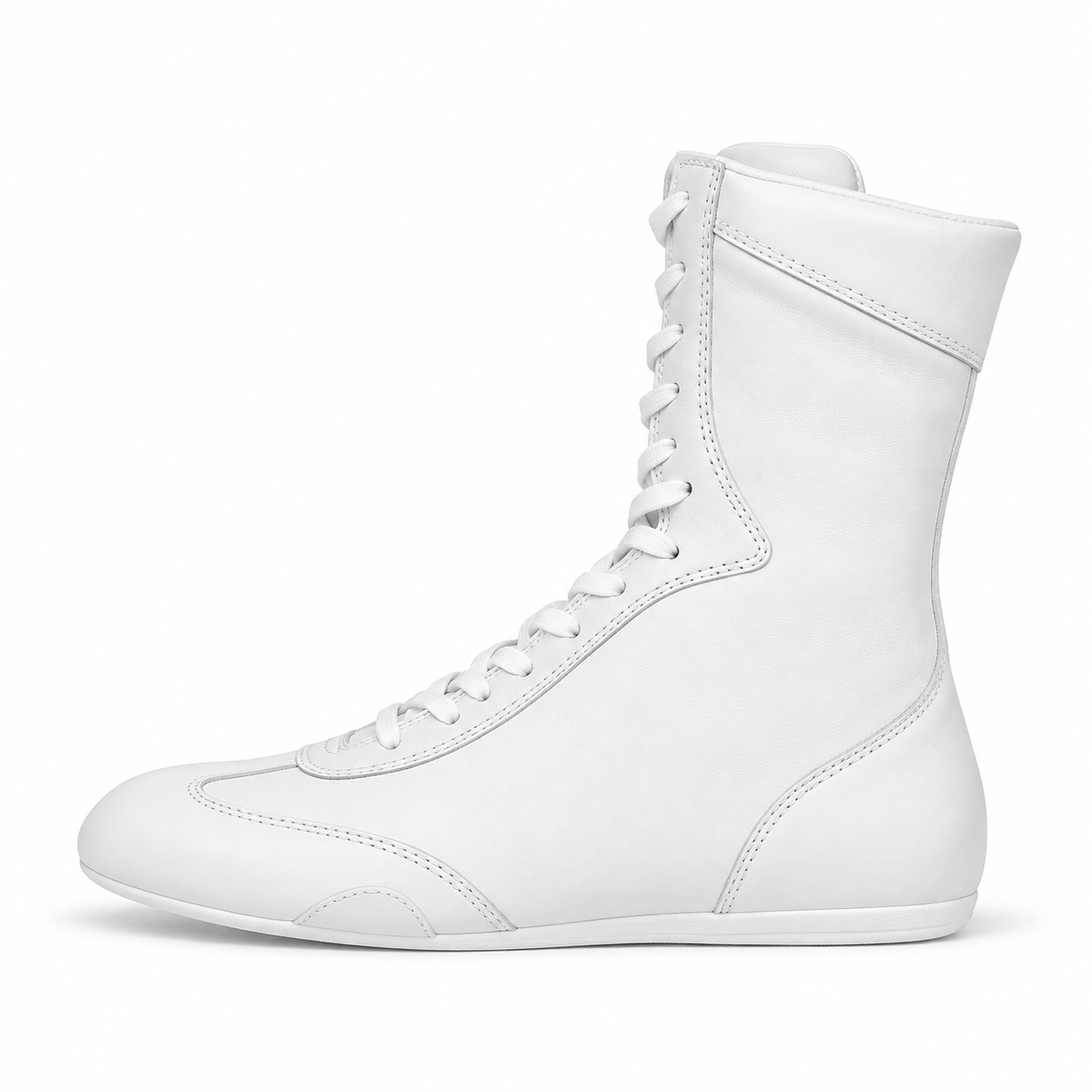 Professional boxing shoes Whte with flexible outsole for footwork Sides View