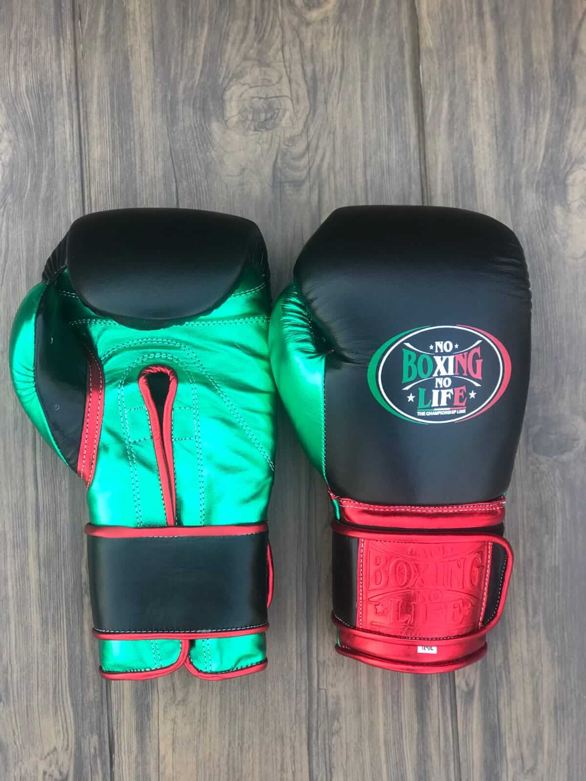 No Boxing No Life Black/Green/Red  Boxing Gloves