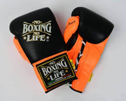 No Boxing No Life Black/Orange Boxing Gloves Sparring Training Gloves