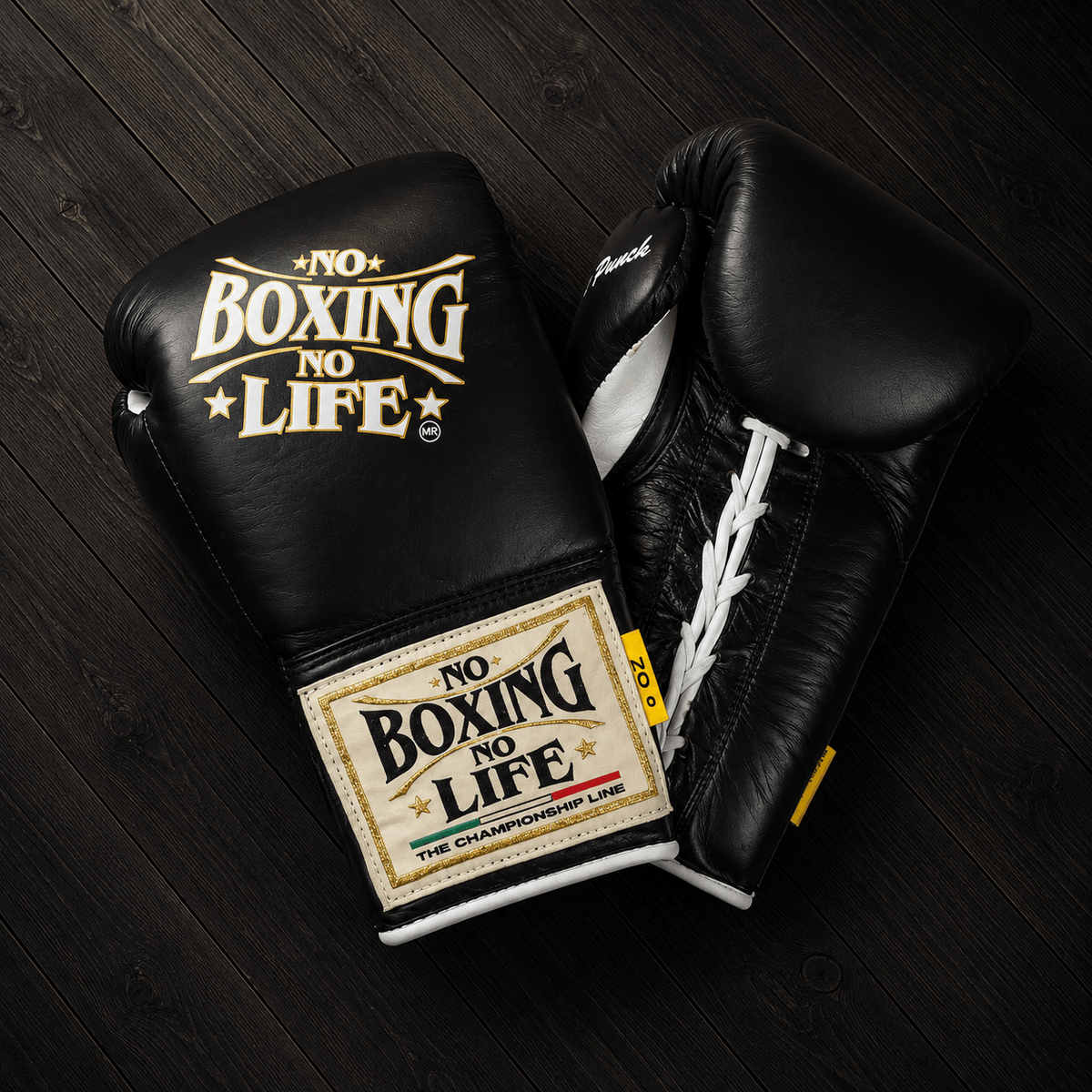 No Boxing No Life Gloves Black/White Leather Training Gloves for Boxing