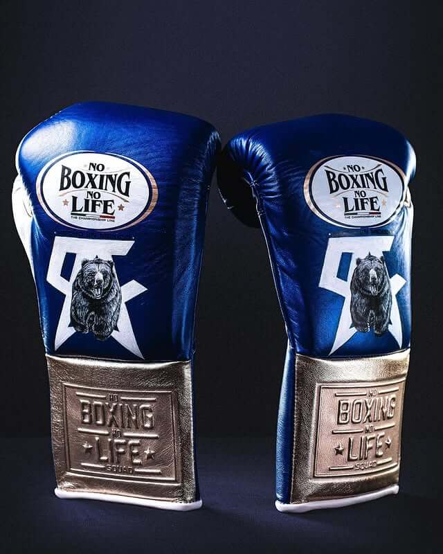 No Boxing No Life Blue/Brown/White White Boxing Gloves Women Fitness Training Gloves Back View