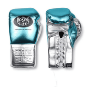 No Boxing No Life Blue/Silver  Boxing Gloves Custom Fit Gym Training