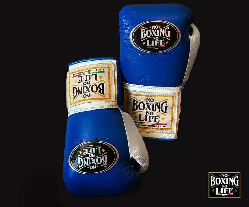 No Boxing No Life Blue/White Boxing Gloves Premium Quality Training