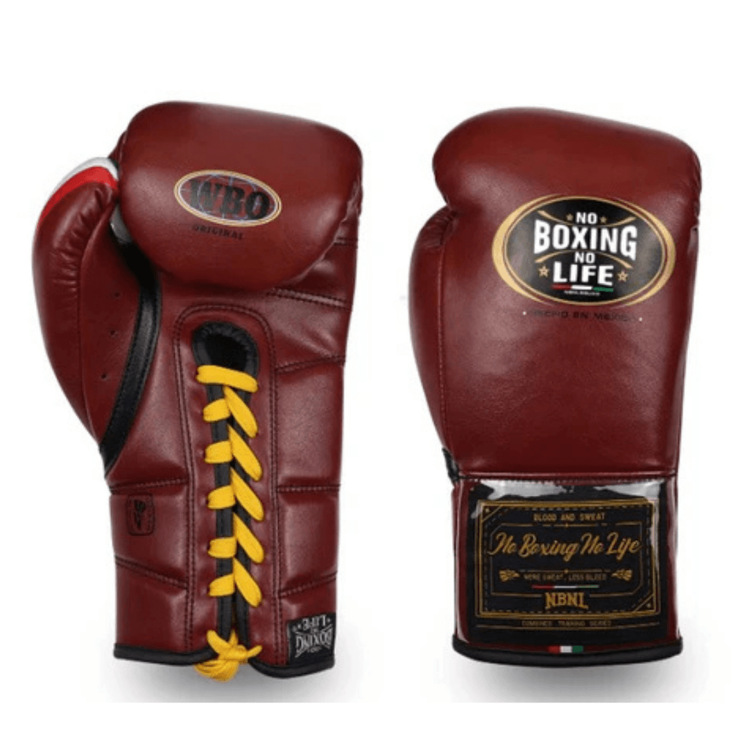 No Boxing No Life Boxing Gloves Brown 14oz Leather Training Gloves