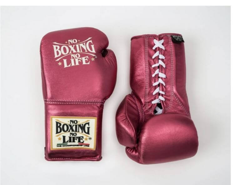 No Boxing No Life Dark-Pink Full View Leather Boxing Gloves