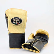 No Boxing No Life Gold/Black Leather Boxing Gloves Classic Design Pair