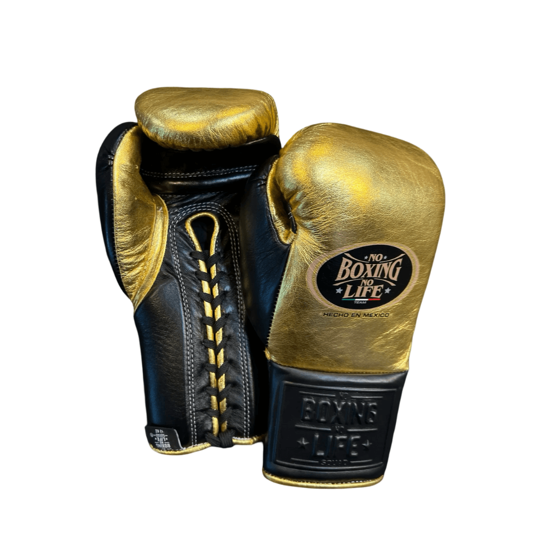 No Boxing No Life Gold/Black Boxing Gloves Custom Fit Gym Training