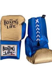 No Boxing No Life Gold/Blue Boxing Gloves Women Fitness Training Gloves