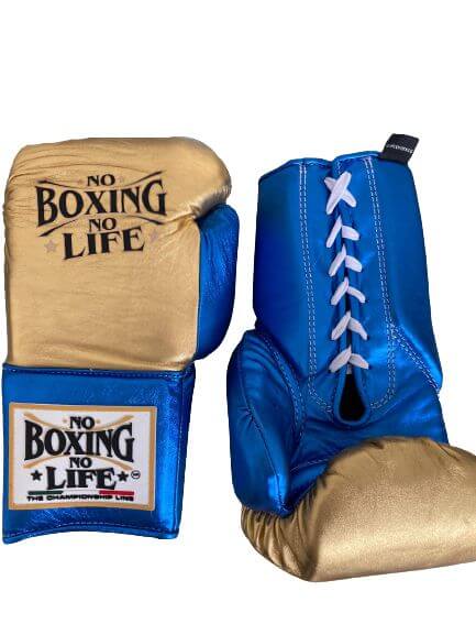 No Boxing No Life Gold/Blue Boxing Gloves Women Fitness Training Gloves