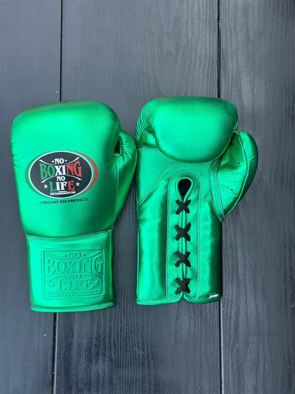 No Boxing No Life Gloves Green Leather Gloves Front View