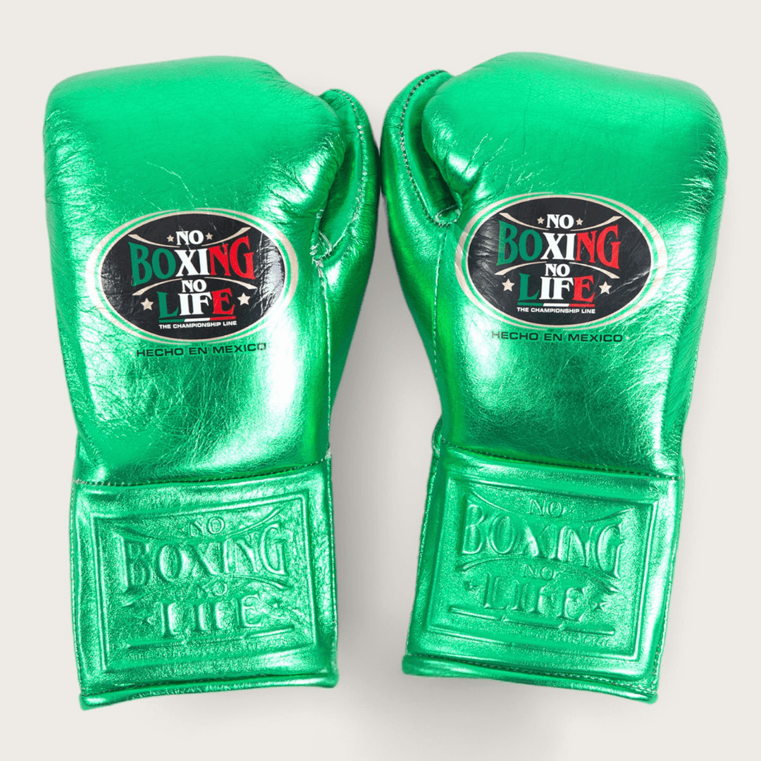 No Boxing No Life Green Lace-Up Boxing Gloves Classic Training Gloves