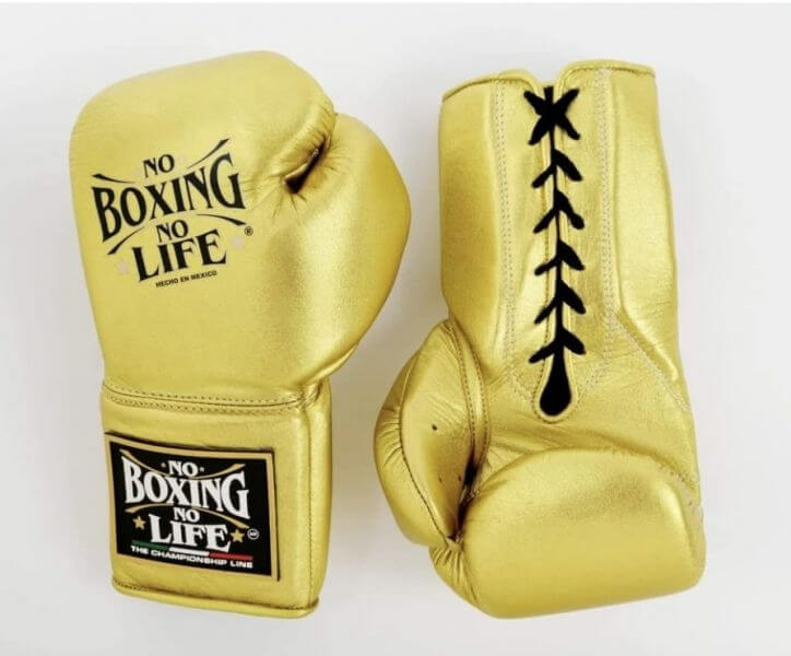 No Boxing No Life Light-Gold 14oz Boxing Gloves Custom Sparring Gloves