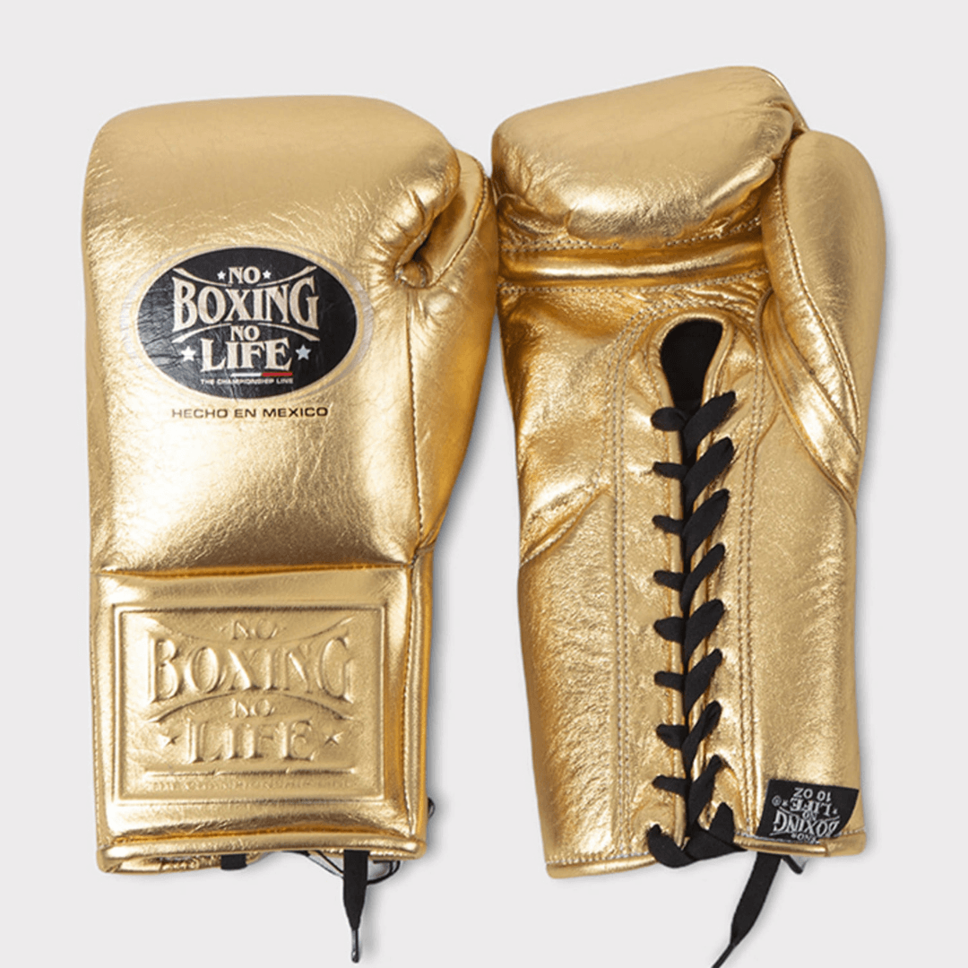 No Boxing No Life Light-Gold Full View Leather Boxing Gloves