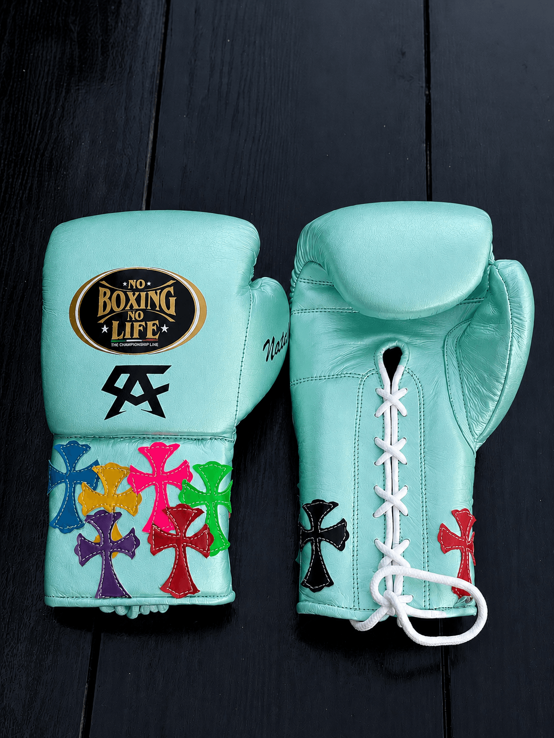 Value Custom No Boxing No Life Sparring Gloves Light-Teal Heavy Duty