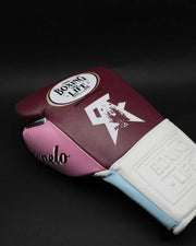 No Boxing No Life Maroon/Blue/White/Pink Lace-Up Boxing Gloves Classic Training Gloves