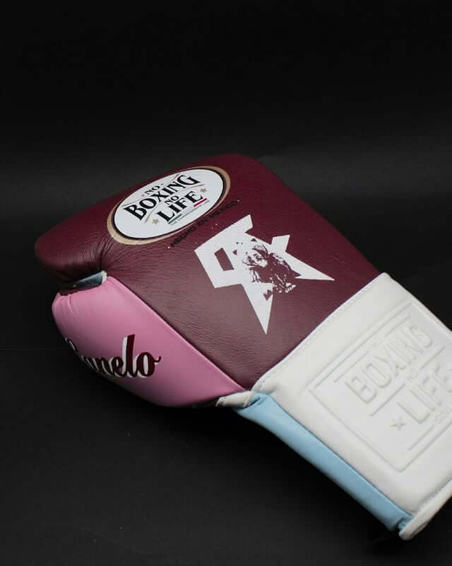 No Boxing No Life Maroon/Blue/White/Pink Lace-Up Boxing Gloves Classic Training Gloves