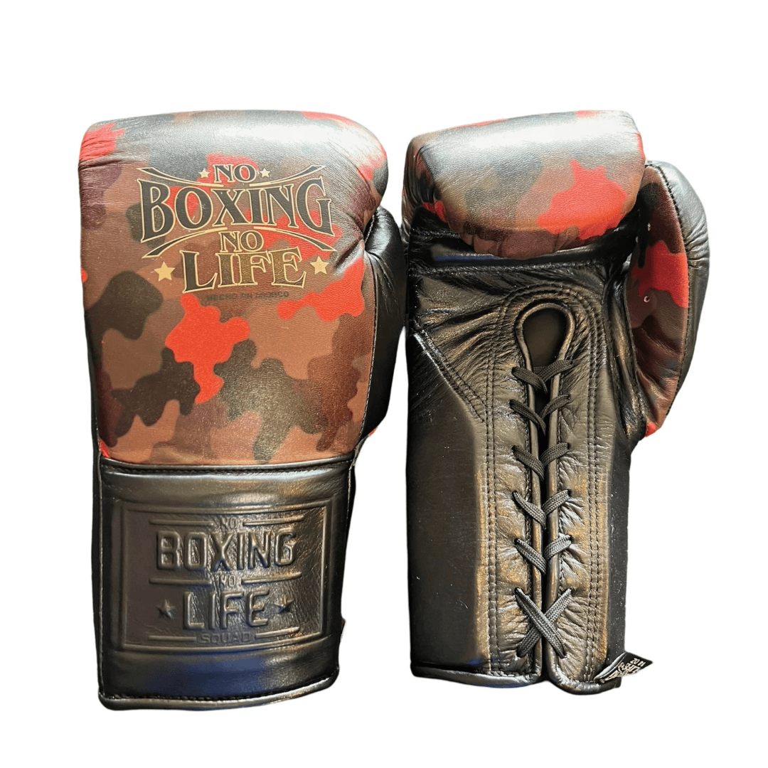 No Boxing No Life Orange/Brown Boxing Gloves 14oz Premium Training Gloves