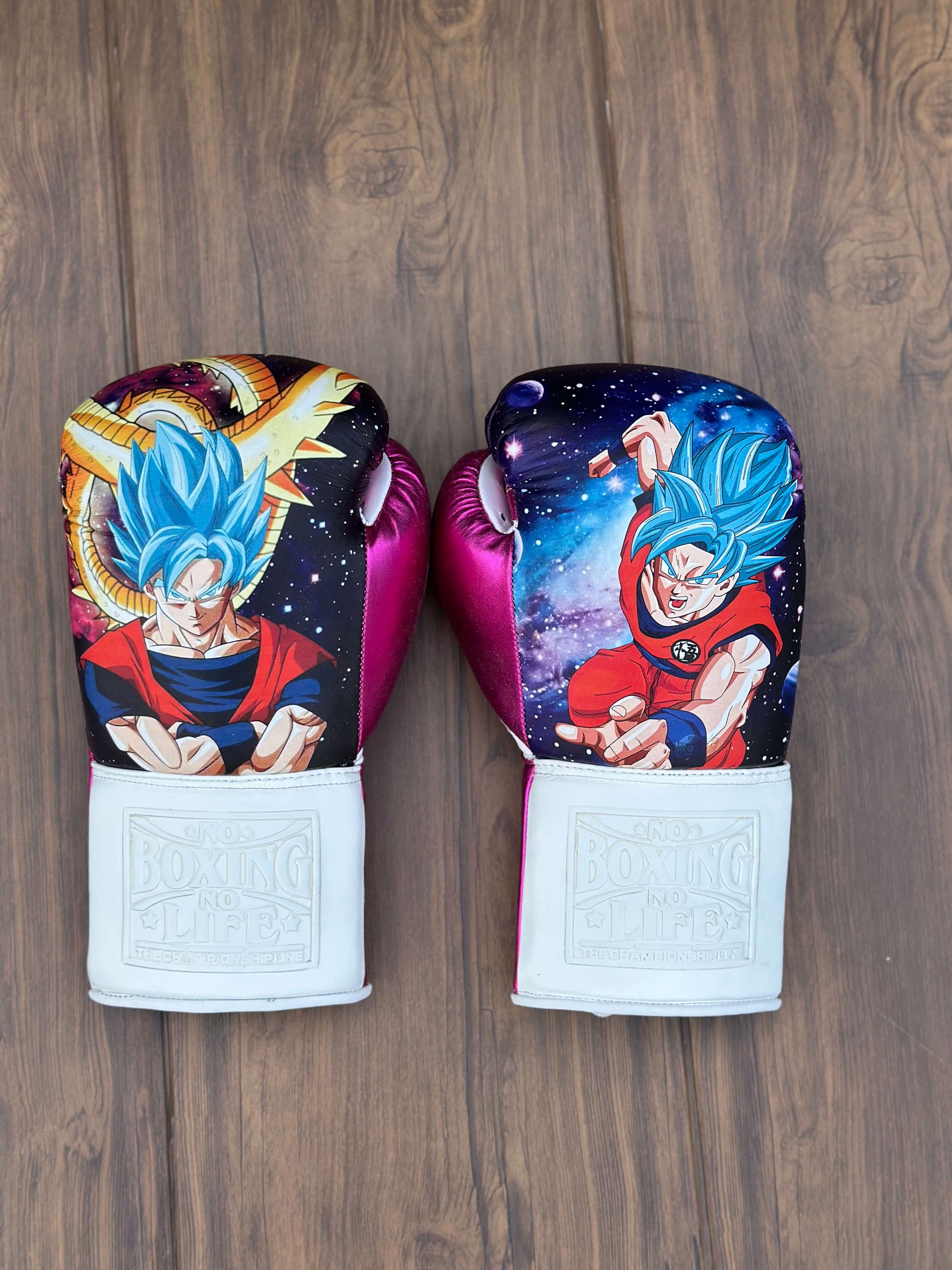 No Boxing No Life Gloves Pink/White Leather Gloves Back View
