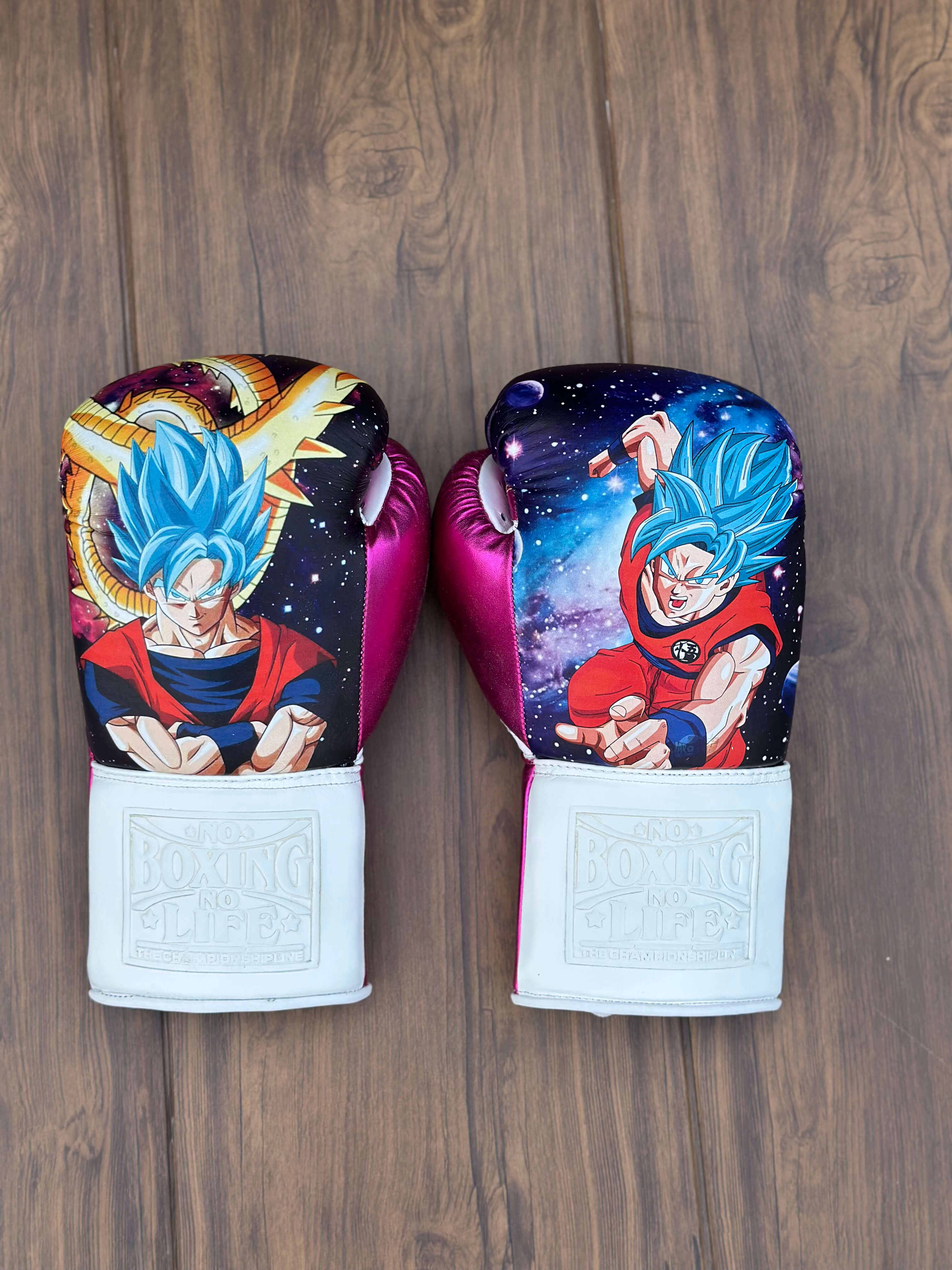 No Boxing No Life Gloves Pink/White Leather Gloves Back View