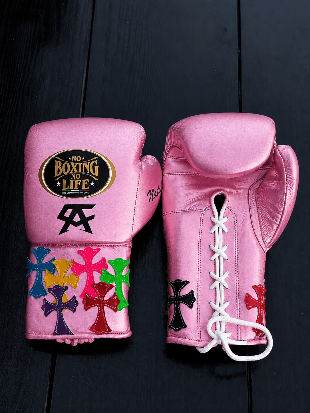 Affordable No Boxing No Life Leather Boxing Gloves Pink Gym Training