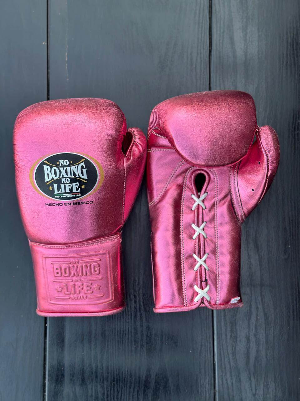 No Boxing No Life Pink Lace-Up Boxing Gloves Classic Training Gloves 