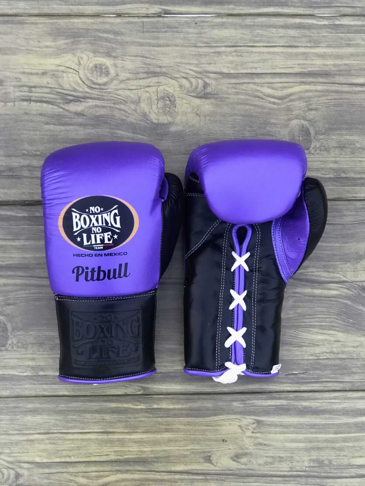No Boxing No Life Purple/Black Leather Boxing Gloves Custom Fit Training