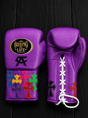 Affordable No Boxing No Life Leather Boxing Gloves Purple Gym Training