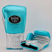 No Boxing No Life Sky-Blue/Silver 14oz Boxing Gloves Custom Sparring Gloves