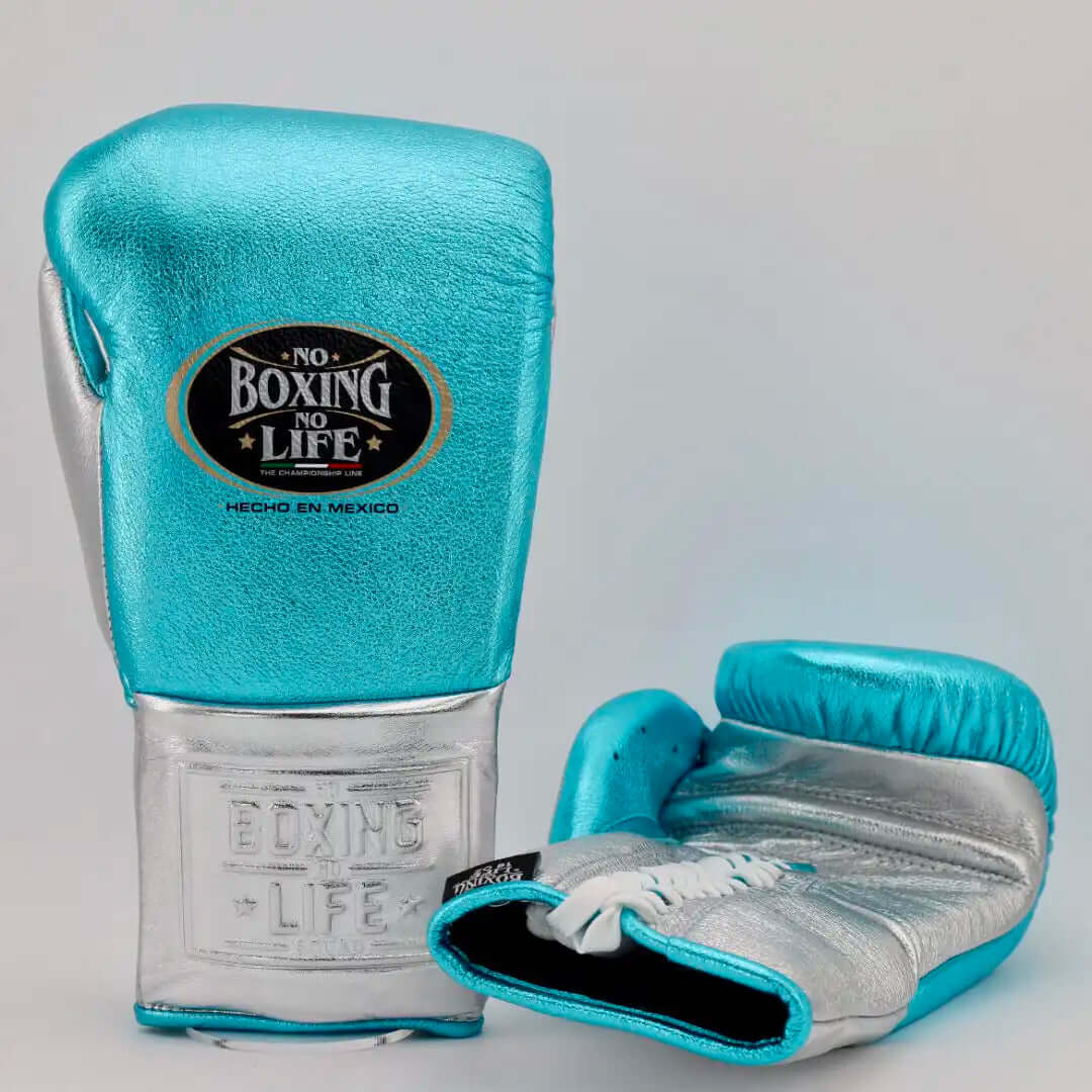 No Boxing No Life Sky-Blue/Silver 14oz Boxing Gloves Custom Sparring Gloves