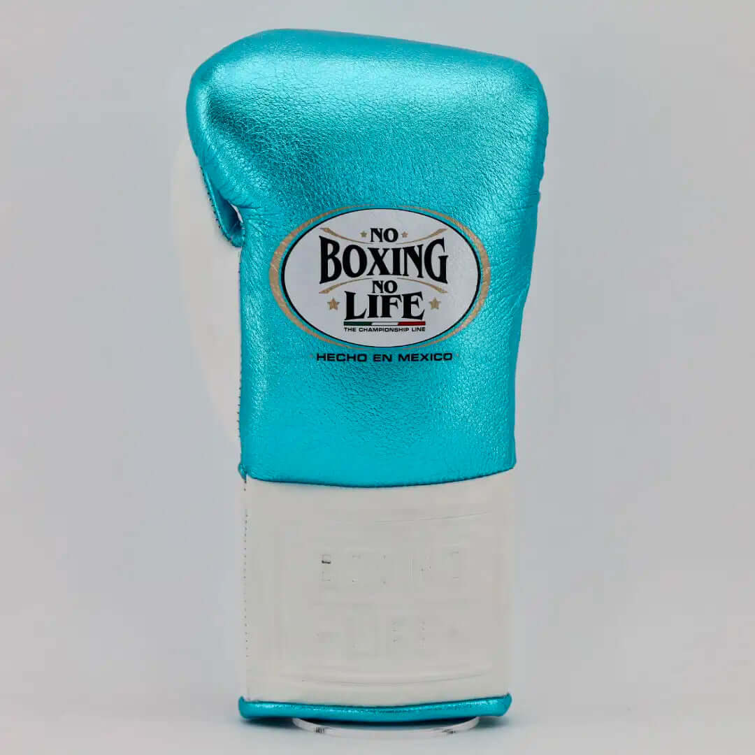 No Boxing No Life Sky-Blue/White Boxing Gloves Beginner Friendly Training Gloves Back View