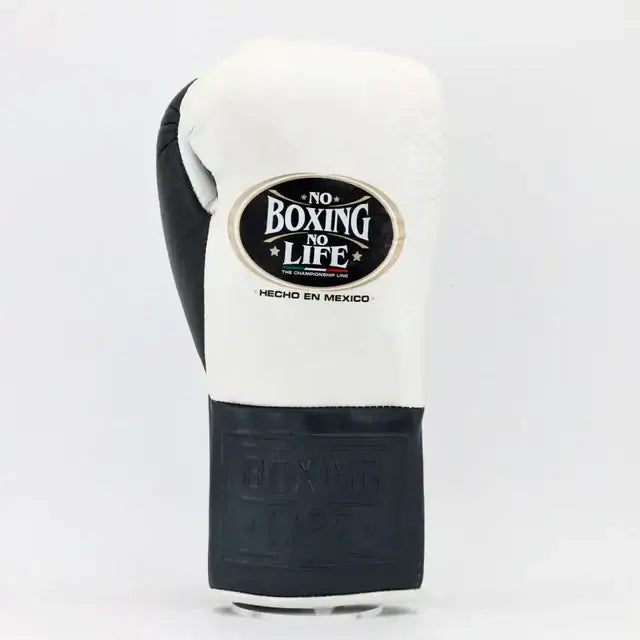 No Boxing No Life White/Black Boxing Gloves Durable Sparring Gloves VBack View
