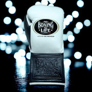 No Boxing No Life White/Black Boxing Gloves 14oz Premium Training Gloves