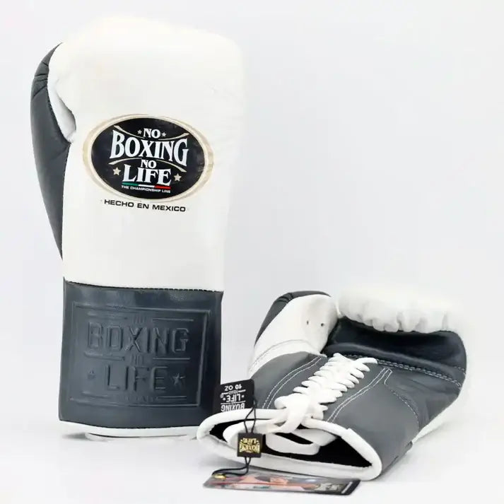 No Boxing No Life White/Black Boxing Gloves Durable Sparring Gloves