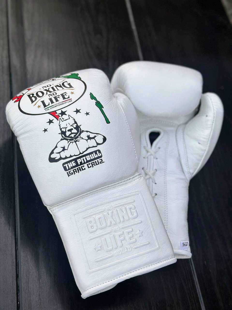 No Boxing No Life Gloves White Lace Up Leather Gloves for Training