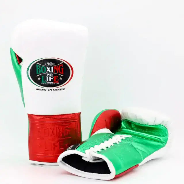 No Boxing No Life White/Green/Red Boxing Gloves Premium Quality Training
