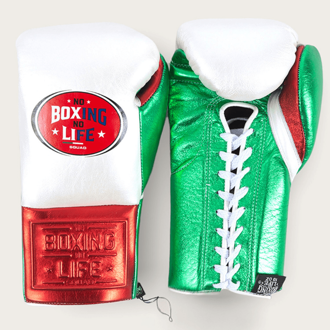 No Boxing No Life White/Green/Red 14oz Boxing Gloves High Quality Gym Gloves