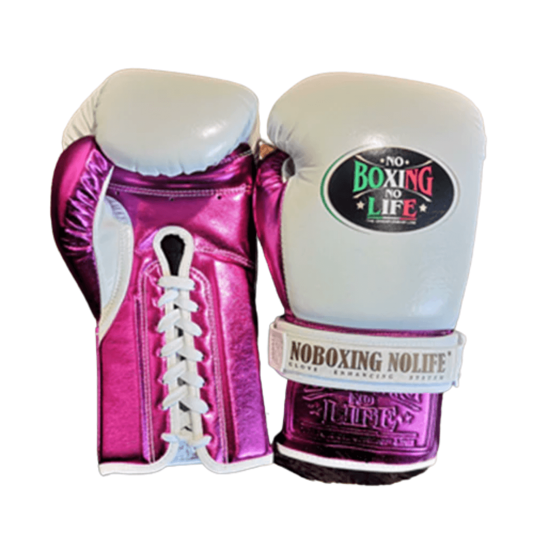 No Boxing No Life White/Pink Boxing Gloves Sparring Training Gloves