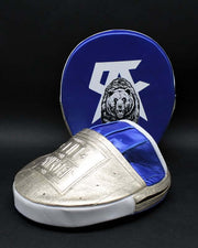 No Boxing No Life Blue/Silver Punching Mitts 14oz Sparring Focus Mitts