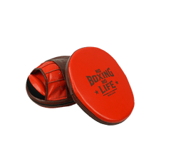 No Boxing No Life Brown/Orange Punching Mitts Premium Sparring Mitts Back View