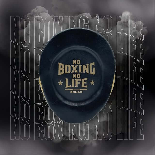 No Boxing No Life Black/Gold Leather Punching Mitts Custom Training Mitts Back View