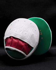 No Boxing No Life White/Green/Red Leather Punching Mitts Classic Training Mitts